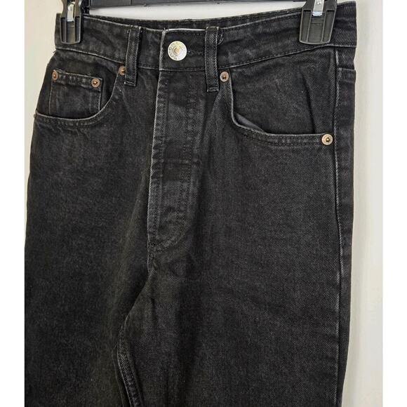 Zara Denim - Zara Womens Black Relaxed Fit Button Fly Straight Leg Jeans US Size 2 W24 L26